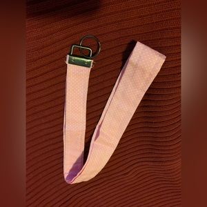 White Poka Dot and pink lanyard